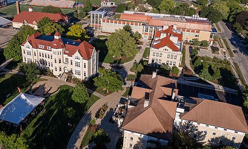 Aerial drone photograph of the Carroll University Campus